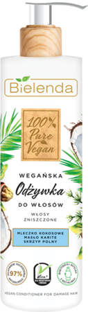 Bielenda - 100% Pure Vegan - Wegańska ODŻYWKA do włosów WŁOSY ZNISZCZONE 240ml 5902169039387
