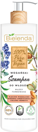 Bielenda - 100% Pure Vegan - Wegański SZAMPON do włosów WŁOSY FARBOWANE 400g 5902169039400