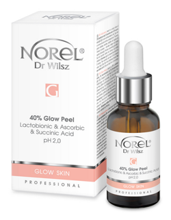 Norel - Glow Skin - 40% PEELING KWASOWY - 30% kwas laktobionowy 5% kwas askorbinowy 5% kwas bursztynowy 30ml 5902194144162 PP 105