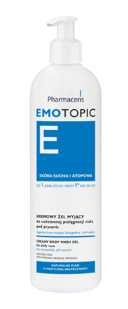 Pharmaceris E - EMOTOPIC - Kremowy ŻEL MYJĄCY do codziennej pielęgnacji ciała pod prysznic skóra sucha, szorstka, wrażliwa, atopowa, alergiczna 400ml 5900717691117
